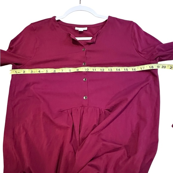 🥳 J. Jill Maroon Red Tunic Peplum Long Sleeve Small Blouse - Picture 8 of 8